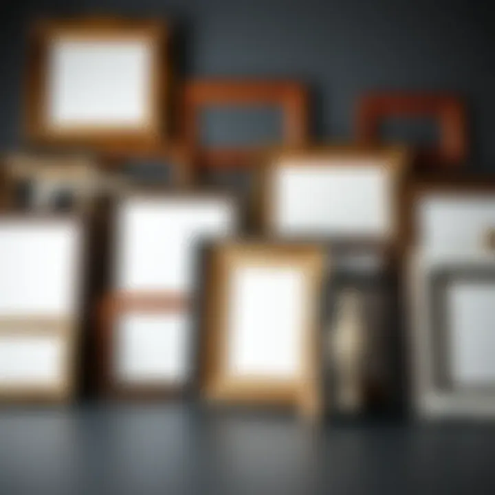 A collection of various photo frames in a creative arrangement