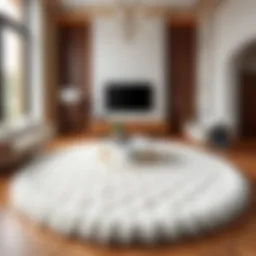 Luxurious round plush rug in a modern living room