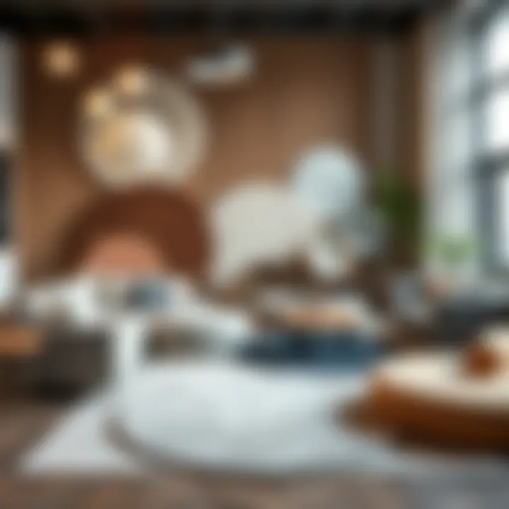 Artistic arrangement of plush round rugs in various designs