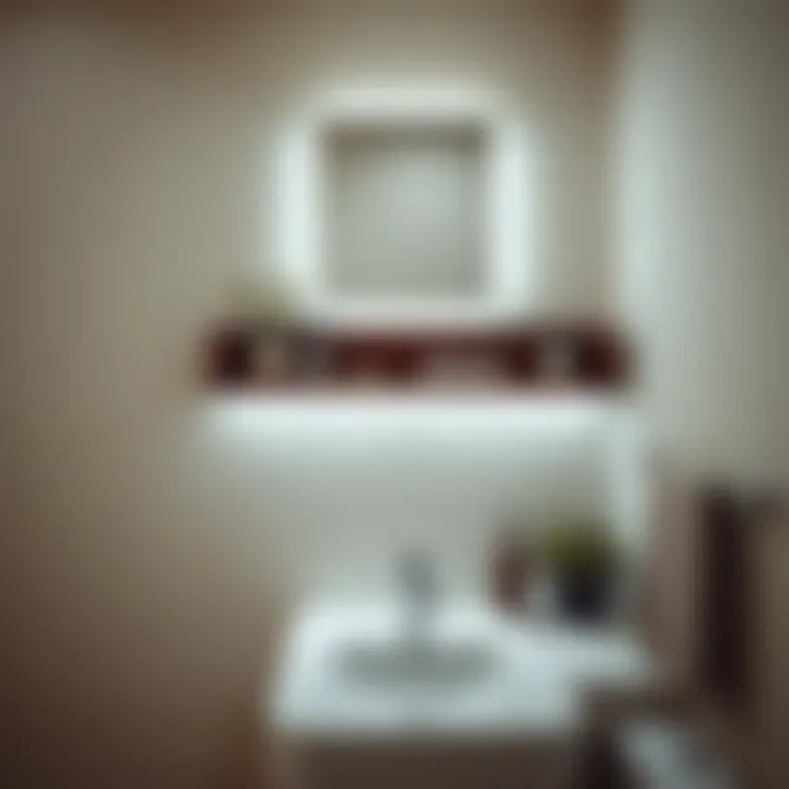 Aesthetic integration of a shelf mirror in bathroom decor