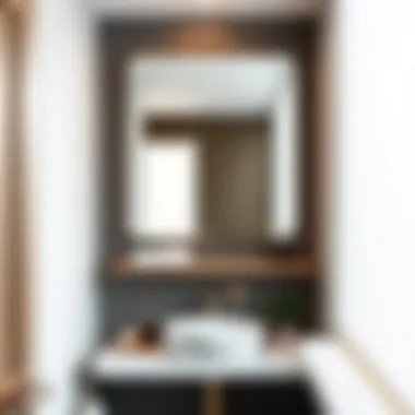 Elegant wall-mounted shelf mirror in a modern bathroom