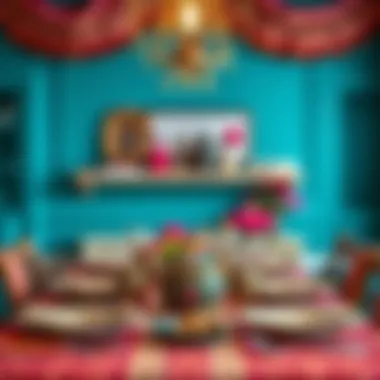 Colorful table setting adorned with Ramadan motifs