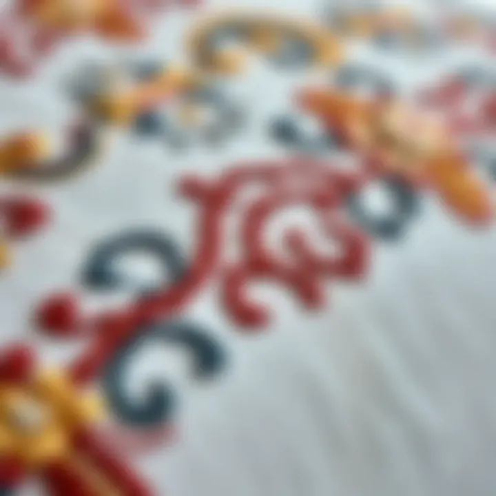 Close-up of authentic embroidery techniques on fabric