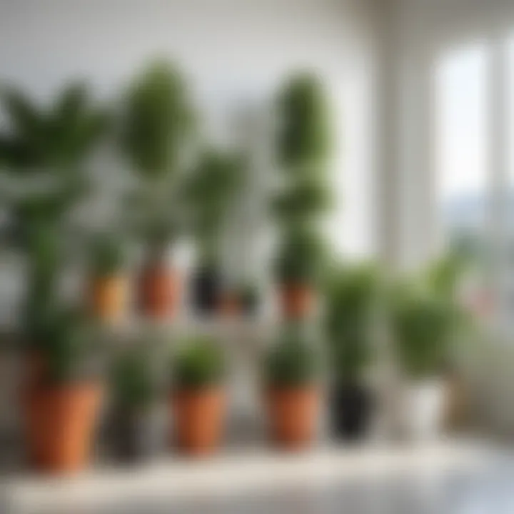 Diverse selection of potted plants in a bright interior setting