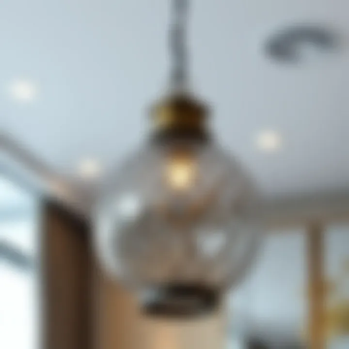 Detailed view of a pendant light fixture showcasing its intricate design.