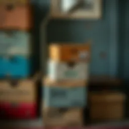 Unique vintage carton boxes stacked creatively