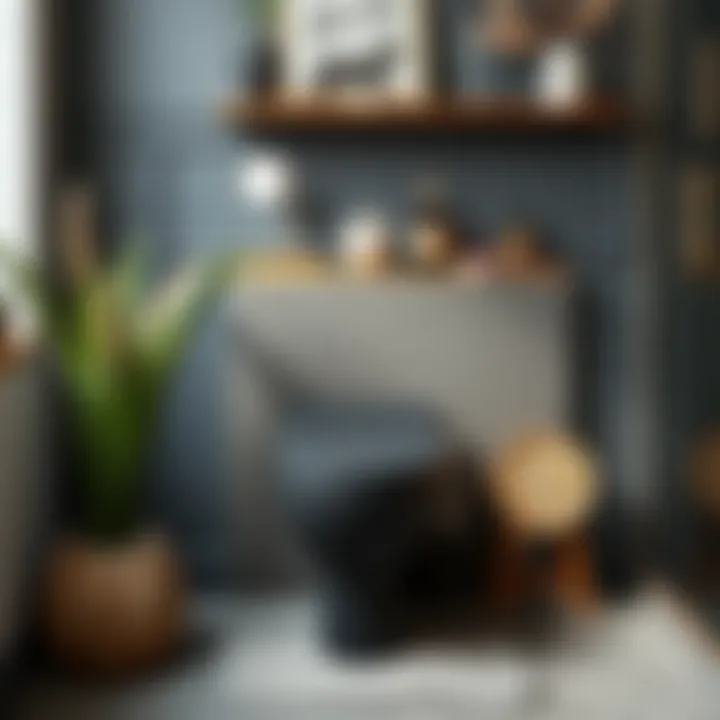 Black wall-hung toilet paired with stylish bathroom accessories