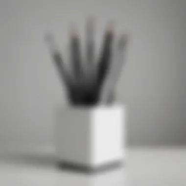 Minimalist black and white pencil holder complementing modern decor