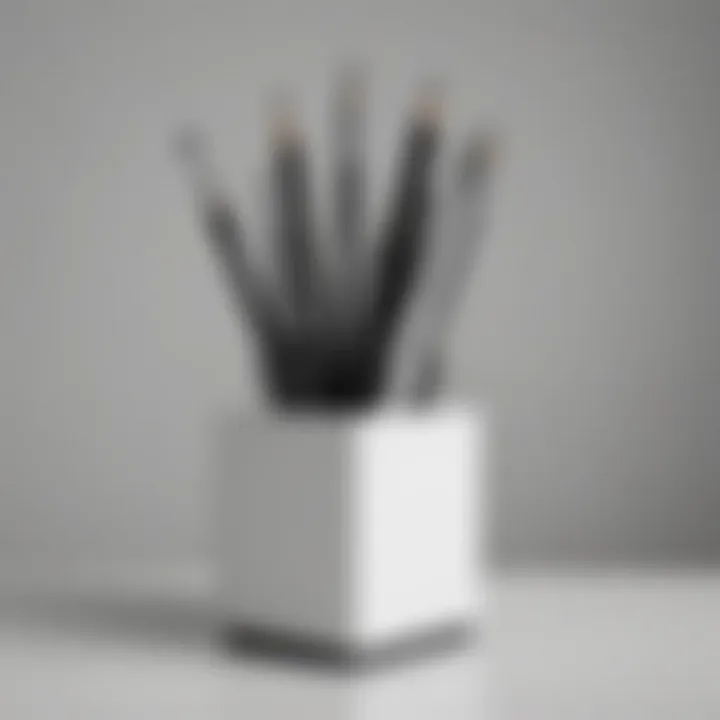 Minimalist black and white pencil holder complementing modern decor