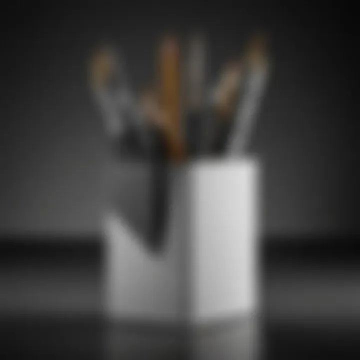 Elegant black and white pencil holder showcasing modern design