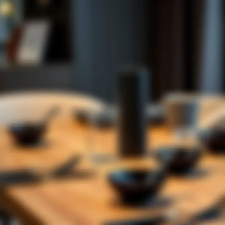 Elegant black cutlery set on a stylish dining table