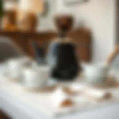 Beautifully arranged black teapot set on a table