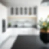 Elegant black countertop paired with sleek white cabinetry