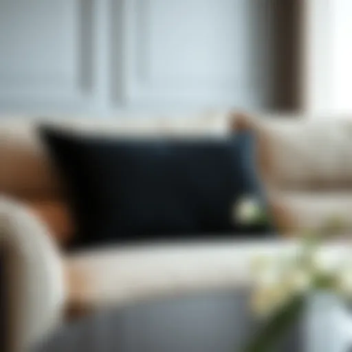 Elegant black pillow cover on a modern couch