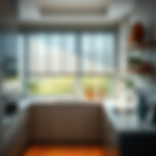 Elegant kitchen with stylish roller blinds