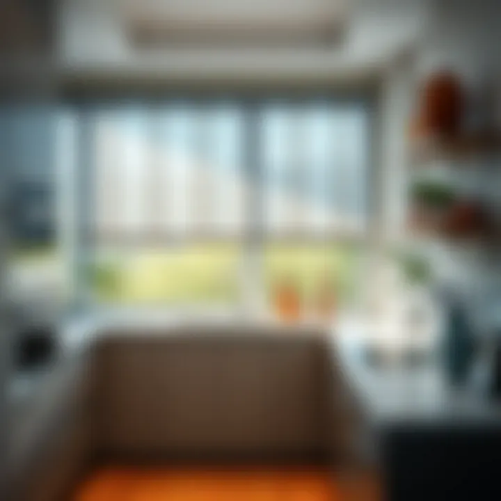 Elegant kitchen with stylish roller blinds