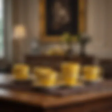 Stylish interior featuring antique yellow cup set