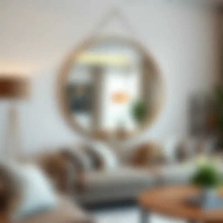 Stylish round mirror adding charm to a living space