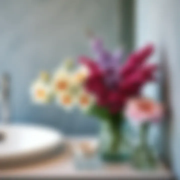 Stylish selection of flowers for bathroom decor