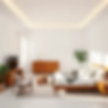 Stylish wooden furniture arrangement in a bright white bedroom