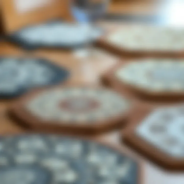 Close-up of intricate placemat designs