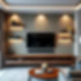 Contemporary TV wall design with elegant shelves