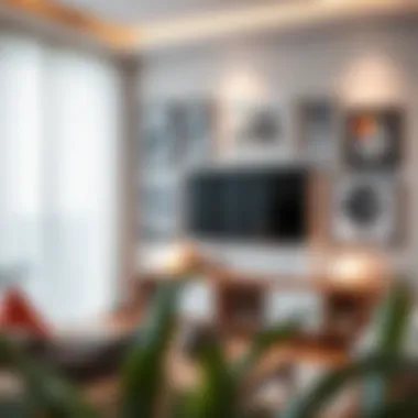 Gallery wall with TV and art pieces