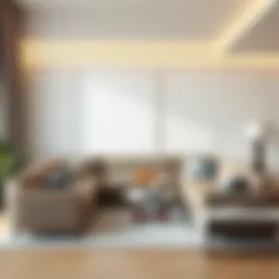 Elegant U-shaped sofa in a modern living room setting