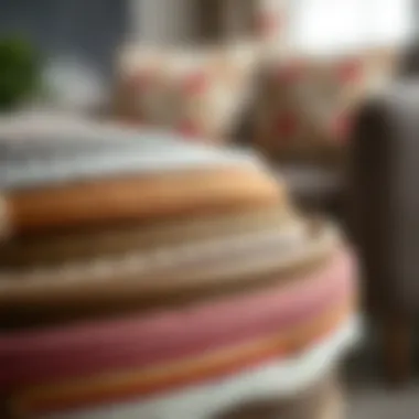 A close-up of various decorative band materials used in furniture