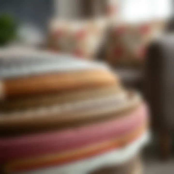 A close-up of various decorative band materials used in furniture