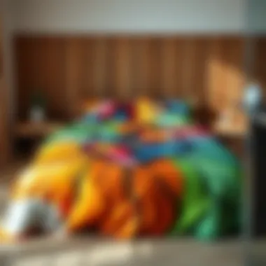 A vibrant and artistic design of a photo-printed bedspread.