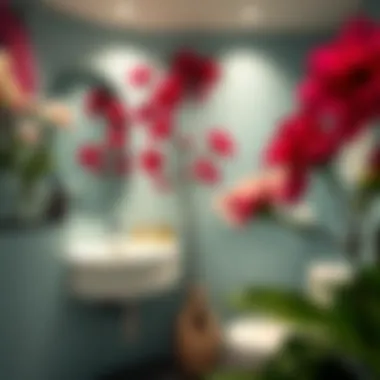 Vibrant blooms enhancing the ambiance of a washroom