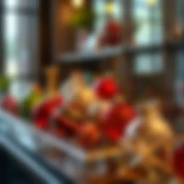 A beautifully arranged display of vintage glass ornaments