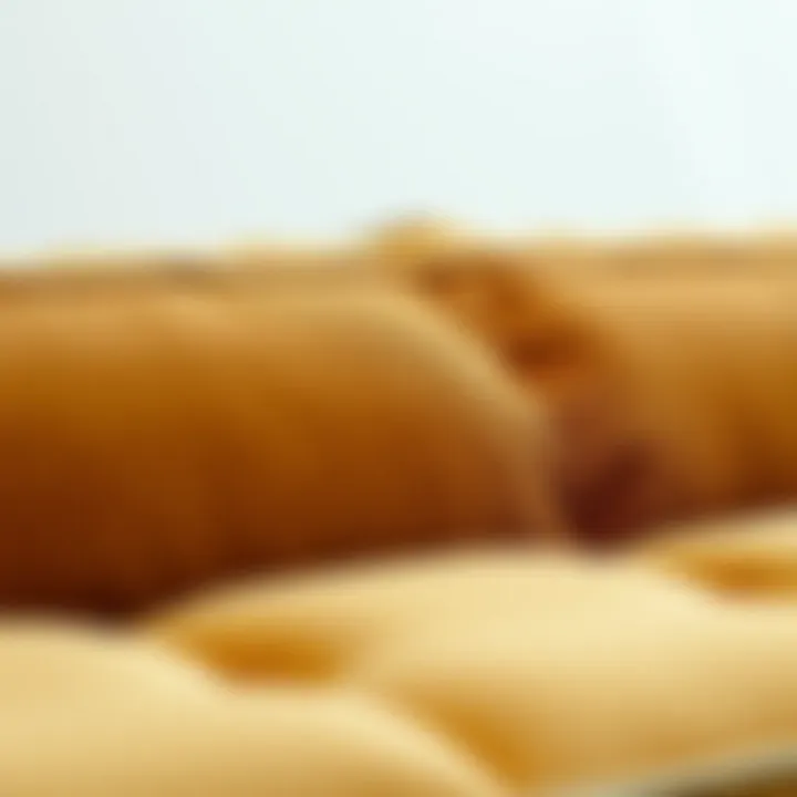 Close-up of fabric texture on a vintage sofa bed