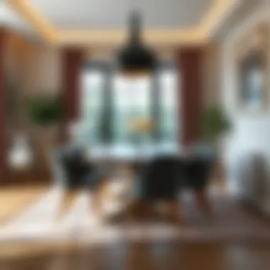 Stylish dining area featuring a vintage table and contemporary chairs