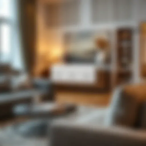 A contemporary wireless triple socket adapter elegantly integrated into a stylish living room setting.