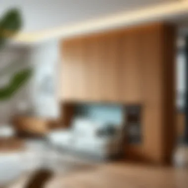 Stylish Wooden Cabinet Crown Stylish wooden cabinet crown in a modern interior setting