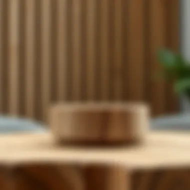 Close-up of natural wood grain on a flower stand