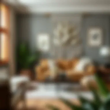 Cozy living room featuring leaf macrame wall art complementing decor