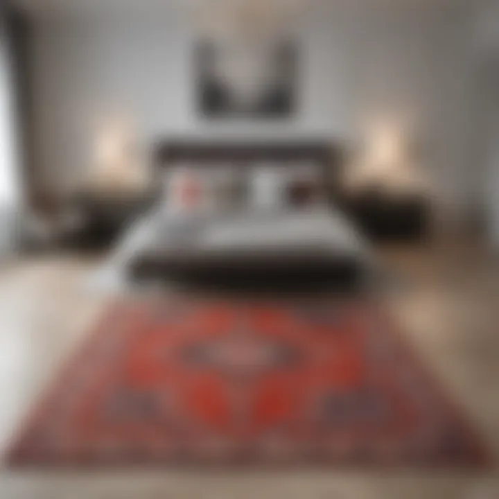 A stylish rug complementing bedroom decor