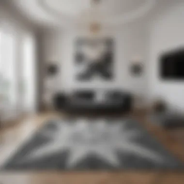 Elegant star patterned rug enhancing a modern living room setting